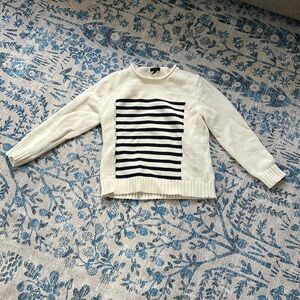 J Crew cream sweater with navy stripes